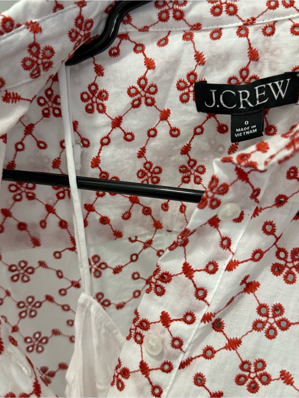 J.Crew Mini Eyelet Red White Shirt Dress Size 0 NWT Feminine - Picture 7 of 8